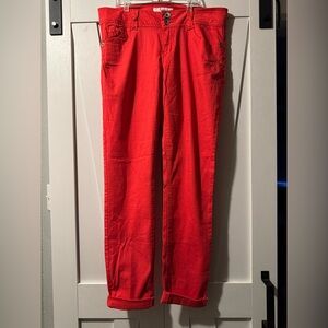 Candie's Vintage Scarlet Red Double Buttoned Jeans Bow Knot on Pockets